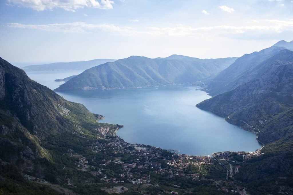 landscape, mountains, sea